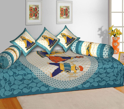Sosha Cotton Geometric Diwan Set(Blue)