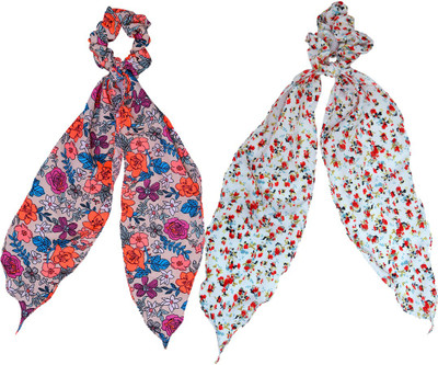 Matkooz PRINTED SCARF SCRUNCHIES Rubber Band(Multicolor)