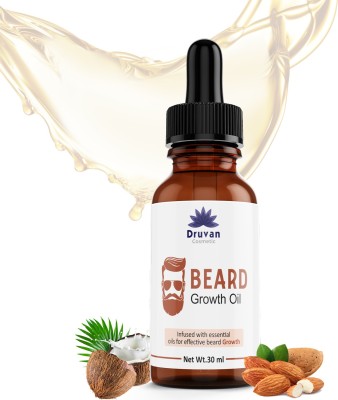 Druvan Cosmetic PREMIUM BEARD OIL- Enriched with Almond, Olive & Jojoba oil For Fast Beard Growth of (Pack of 1) Hair Oil (30 ml) Hair Oil(30 ml)
