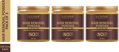 La'Conde Beauty Natural Hair Removal Powder -All Skin & Hair Types- For Easy & Fast Hair Removal without Risk & Pain Combo pack of 3 Jars of 100 gms(300 gms) Wax(300 g, Set of 3)