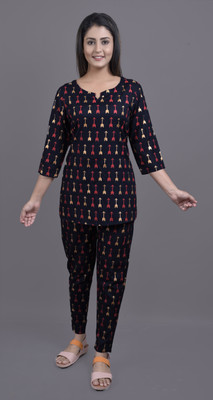 Jaipuri Stuff Women Printed Multicolor Night Suit Set