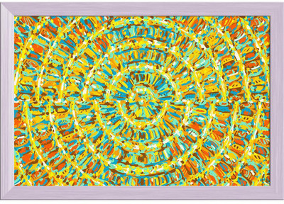 Artzfolio ArtzFolio Blue Yellow & Brown Abstract Painting Background Tabletop Painting White Frame 11.5inch x 8inch (29.3cms x 20.3cms) Digital Reprint 8.5 inch x 12 inch Painting(With Frame)