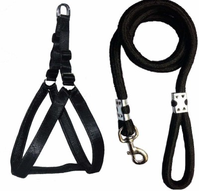 Smart Doggie Adjustable Nylon Choke and Pulling Free Dog Harness and Leash for Small Dog Harness & Leash(Small, Black, RED, BLUE)