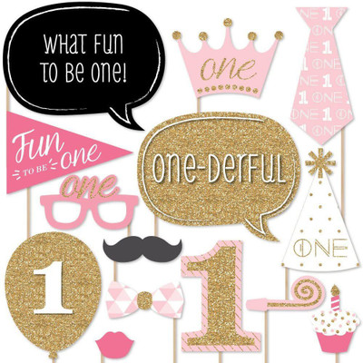 PopTheParty First Birthday Celebration Photo Booth Props Glitter Photo Booth Board(Birthday)