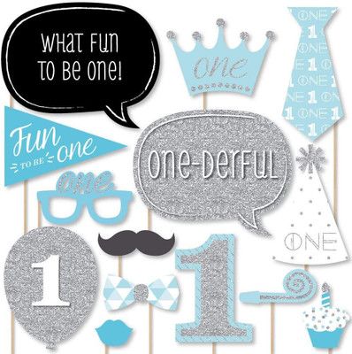 PopTheParty First Birthday Celebration BOY Photo Booth Props Glitter Photo Booth Board(Birthday)