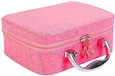 Kuvadiya Sales Cosmetic Makeup Bag with Small Mirror Adjustable Dividers for Cosmetics Makeup Brushes,Jewelry Cases Necklace Storage Box (Color may Vary) Cosmetic Bag