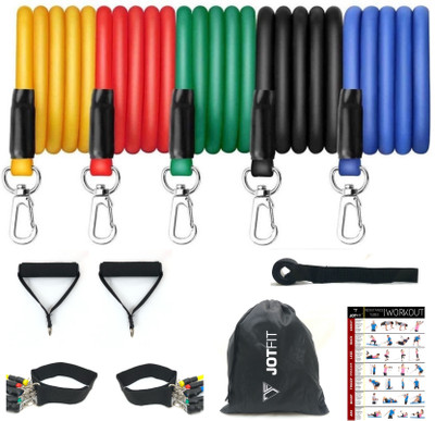 JOTFIT Resistance Band/Toning Tube Set of 11 with Workout Chart Resistance Tube(Resistance Band/Toning Tube Set of 11 with Workout Chart Resistance Tube)