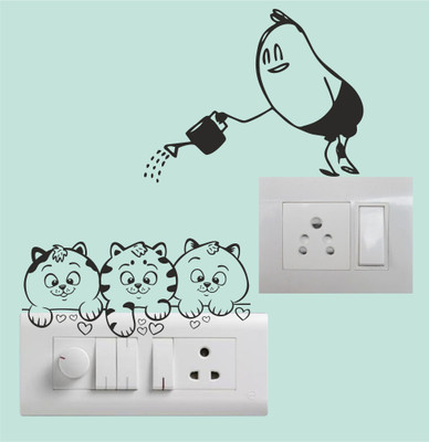Psychedelic Collection 10 cm Decorative Switch Board Light Board Sticker Self Adhesive Sticker(Pack of 2)