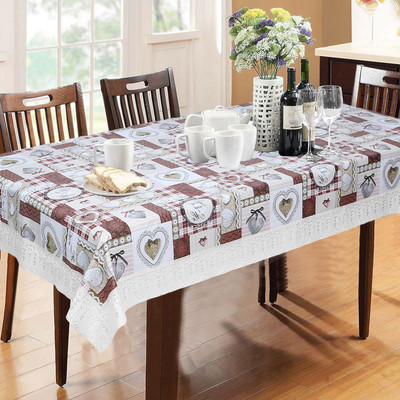 Dakshya Industries Self Design 6 Seater Table Cover(Multicolor, PVC)