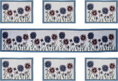 BELLA TRUE Rectangular Pack of 7 Table Placemat(Blue, Multicolor, Cotton)
