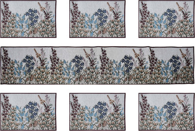 BELLA TRUE Rectangular Pack of 7 Table Placemat(Maroon, Multicolor, Cotton)
