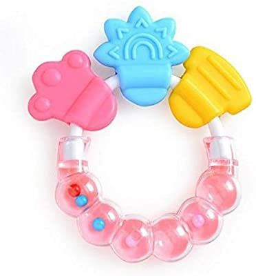 smilykid Baby Teething Toys Soft and Natural Bell Rattle Teether(Pink)