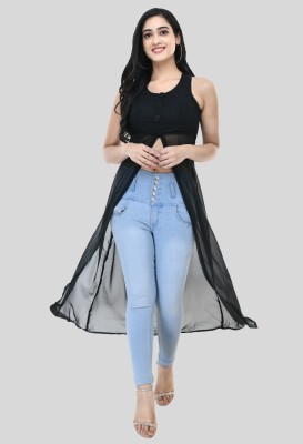 Shiva Trends Casual Sleeveless Solid Women Black Top