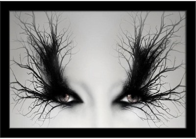 Artistic Female Eyes With Branches D1 Paper Poster Black Frame | Top Acrylic Glass 19inch x 13inch (48.3cms x 33cms) Paper Print(13 inch X 19 inch, Framed)
