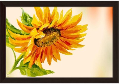 Sunflower D7 Paper Poster Dark Brown Frame | Top Acrylic Glass 19inch x 13inch (48.3cms x 33cms) Paper Print(13 inch X 19 inch, Framed)