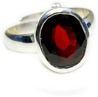 RATAN BAZAAR Stone Garnet Silver Plated Ring