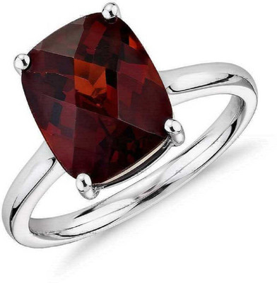 KUNDLI GEMS Gomed Ring Original 7.25 ratti Stone Hessonite/Garnet Stone effective & Good Quality For Unisex Stone Garnet Silver Plated Ring