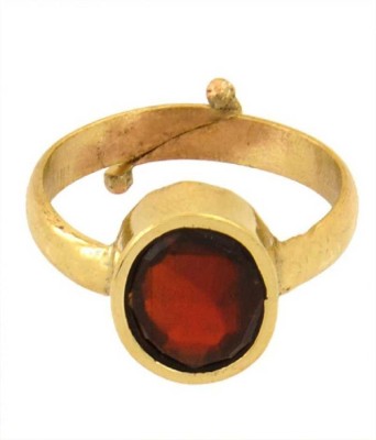 KUNDLI GEMS Gomed Ring Natural Hessonite/Garnet 6.25 carat Precious Stone Certified & Astrological Purpose For Men & Women Stone Garnet Gold Plated Ring