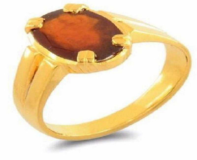 RATAN BAZAAR Garnet/Gomed Ring 6.00 ratti stone Hessonite precious stone Certified For unisex Stone Garnet Gold Plated Ring