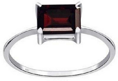 RATAN BAZAAR Gomed/Garnet Stone Ring Natural 7.25 ratti Stone Certified Astrological For Unisex Stone Garnet Silver Plated Ring