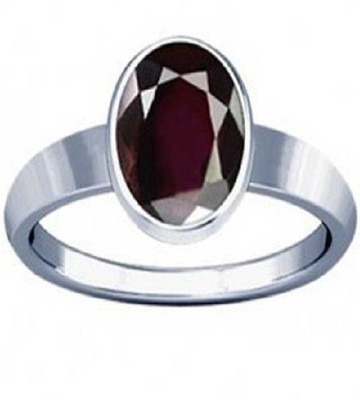 KUNDLI GEMS Gomed Ring Natural Hessonite/Garnet 6.25 carat Precious Stone Certified & Astrological Purpose For Men & Women Stone Garnet Silver Plated Ring