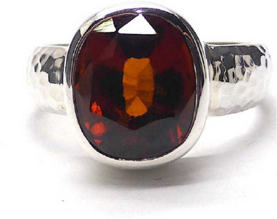 RATAN BAZAAR Stone Garnet Silver Plated Ring
