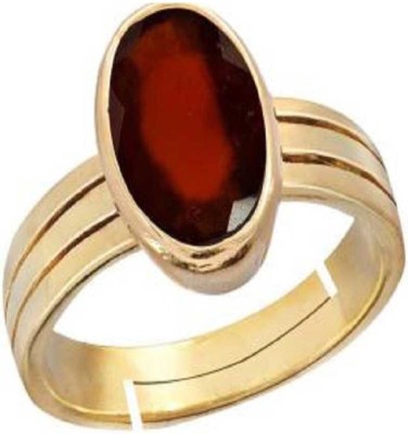 RATAN BAZAAR Gomed Ring Stone 5.00 carat Stone Original Precious Garnet stone Effective Stone For unisex Stone Garnet Gold Plated Ring
