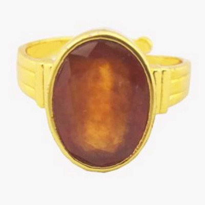 RATAN BAZAAR Gomed/Garnet Ring Natural 7.25 carat stone ring Astrological & Certified for unisex Stone Garnet Gold Plated Ring