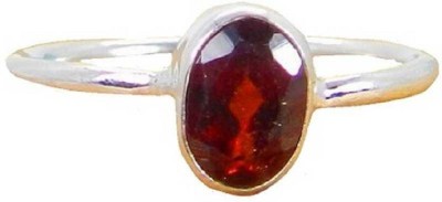 KUNDLI GEMS Gomed Ring Natural Garnet 4.25 carat stone Certified & Astrological Purpose For men & women Stone Garnet Silver Plated Ring