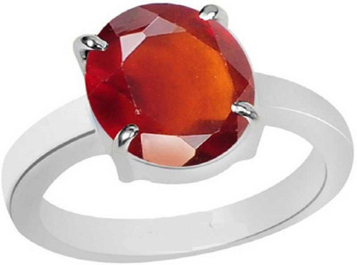 KUNDLI GEMS Gomed Ring Unheated & Untreated Stone Garnet 6.00 ratti Astrological Purpose for Men & women Stone Garnet Silver Plated Ring