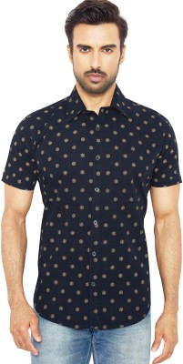 GlobalRang Men Printed, Embroidered Casual Dark Blue Shirt