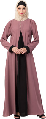 KHATOON Nida Matte Solid Burqa With Hijab(Pink, Black)