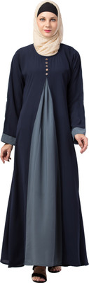 MRC Crepe Solid Burqa With Hijab(Blue, Grey)