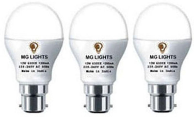 mg lights 12 W Basic Arbitrary B22 LED Bulb(White, Pack of 3)