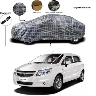 SEBONGO Car Cover For Chevrolet Sail UVA (Without Mirror Pockets)(Black)