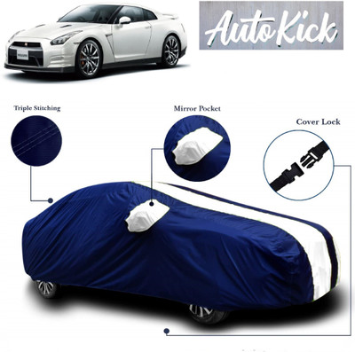 AutoKick Car Cover For Hyundai Getz (With Mirror Pockets)(White, Blue)