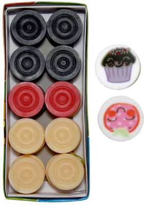 ASC Carrom Coin Set of 20 Coins and 2 Strikers Carrom Pawns(Pack of 20)