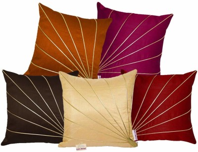 indoAmor Dupion Silk Cushions Cover(Pack of 5, 40 cm*40 cm, Multicolor)