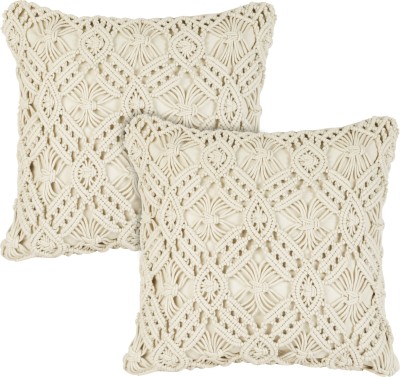 R.R.LALA Cotton Cushions Cover(Pack of 2, 45 cm*45 cm, Beige)