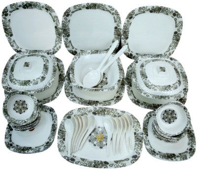 Radhe Crockery Pack of 44 Melamin Alora Dinner Set(White)