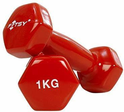 Fitfam Unisex Metal Integrated PVC Vinyl Dumbbell Fixed Weight Dumbbell(1 kg)