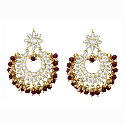 SPARGZ Traditional Alloy Festive Wear Gold Plated Kundan Diamond Alloy Chandbali Earring