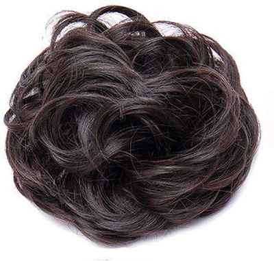 VSAKSH Pack of 1 Pcs Synthetic Party Look Messy/Curly Hair Juda Bun Maker Hair Extension for Girl's & Women - Brown Bun(Brown)