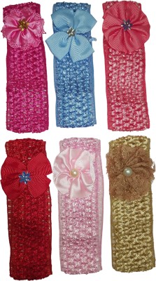 Avaco Crochet Cutwork Flower Headband for Baby Girls (Multicolor and Random Design,Pack of 6) Head Band(Multicolor)