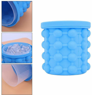Cierie 1 L Silicone Ice Bucket & Ice Mold with lid Ice Bucket(Blue)