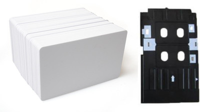 NDR Plain White PVC ID Cards + ID TRAY For InkJet Printers - Set of 100+1 Aadhar Card, College ID, Gate Pass, etc) White Ink Cartridge