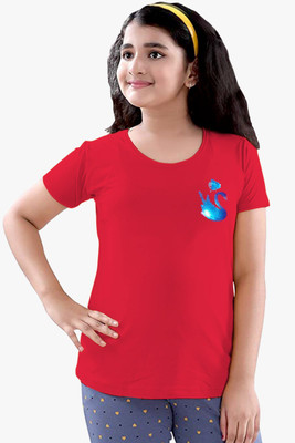 ND FASHION STYLES Girls Casual Pure Cotton Top(Red, Pack of 1)