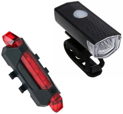 FASTPED Combo of Bicycle LED USB Rechargeable Head Light LED Front Rear Light Combo(Black)