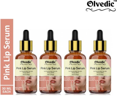 Olvedic Lip Serum - Advanced Brightening Therapy for Soft, Moisturised Lips With Glossy & Shine 30 ML Pack of 4 bottle 120 ml Fruity(Pack of: 4, 120 g)