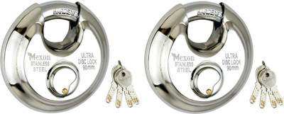 MEXON STAINLEES STEEL DISC 90 MM 2 LOCK NEXT GENRATION ADVANCE COMPUTERIZED MICRO 8 KEY Padlock(STEEL)